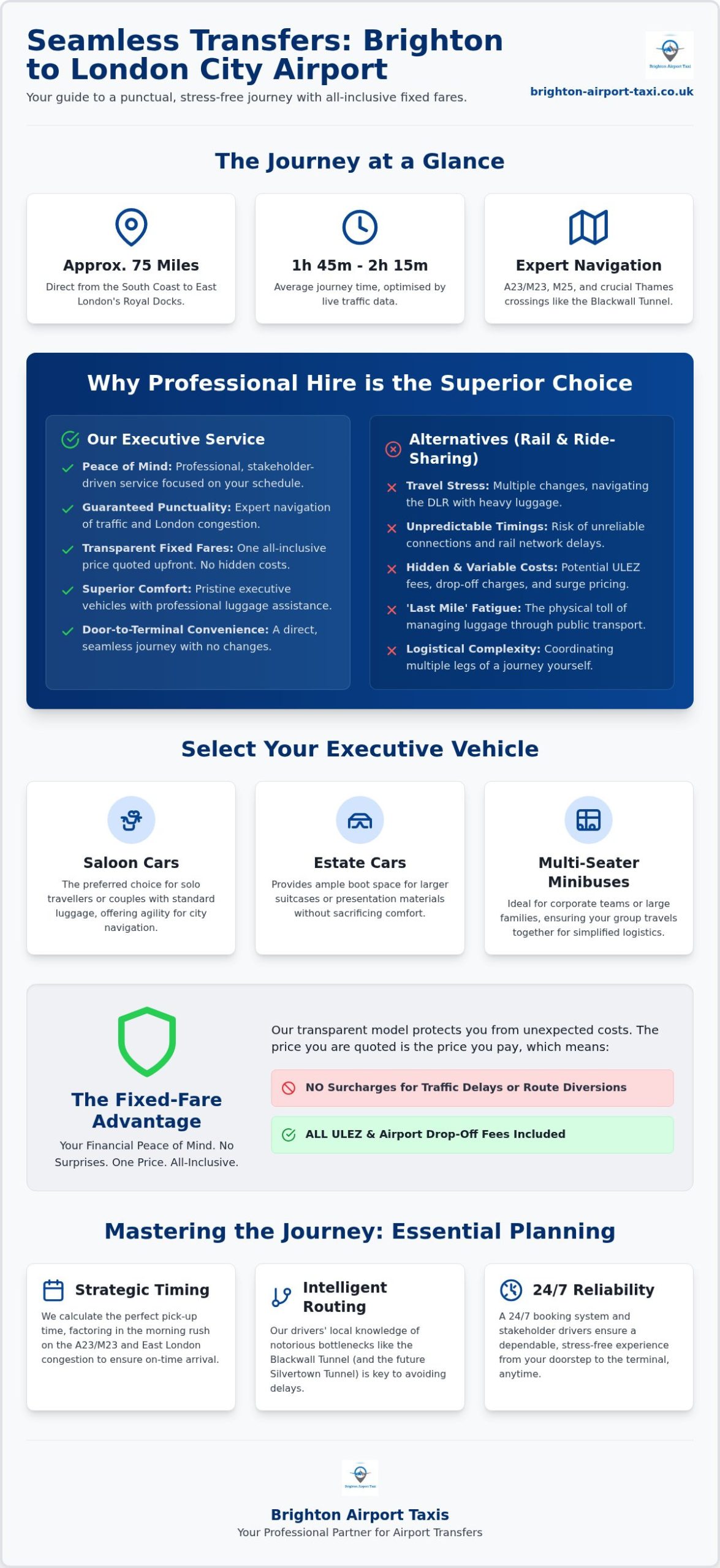 Taxi Brighton to London City Airport: Your Professional 2026 Transfer Guide
